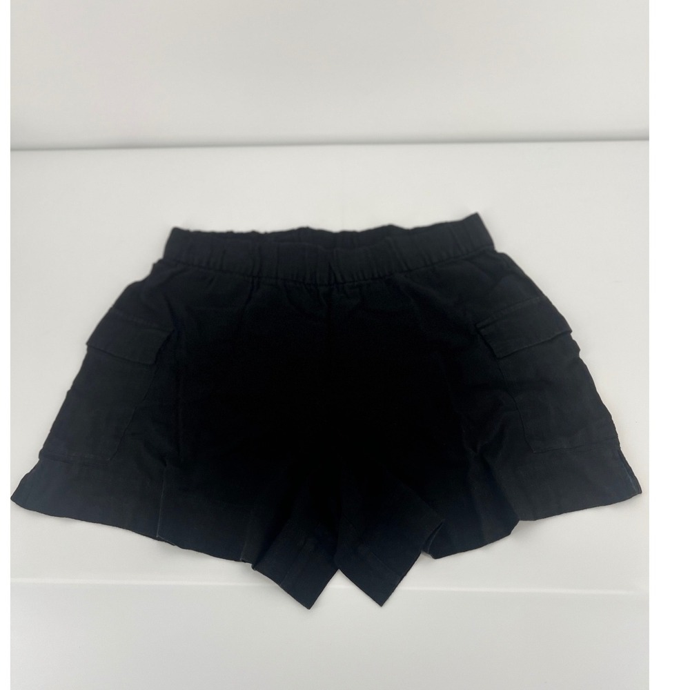Gap Cargo Women's Shorts‎ Elastic Waist Black L Linen Blend Relaxed Fit Casual